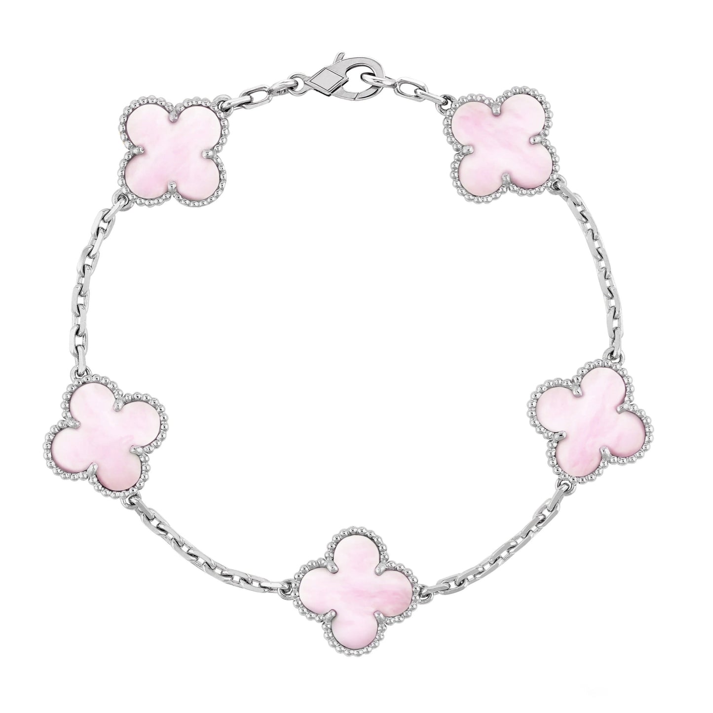 Rose Clover Bracelet | Silver & Pink
