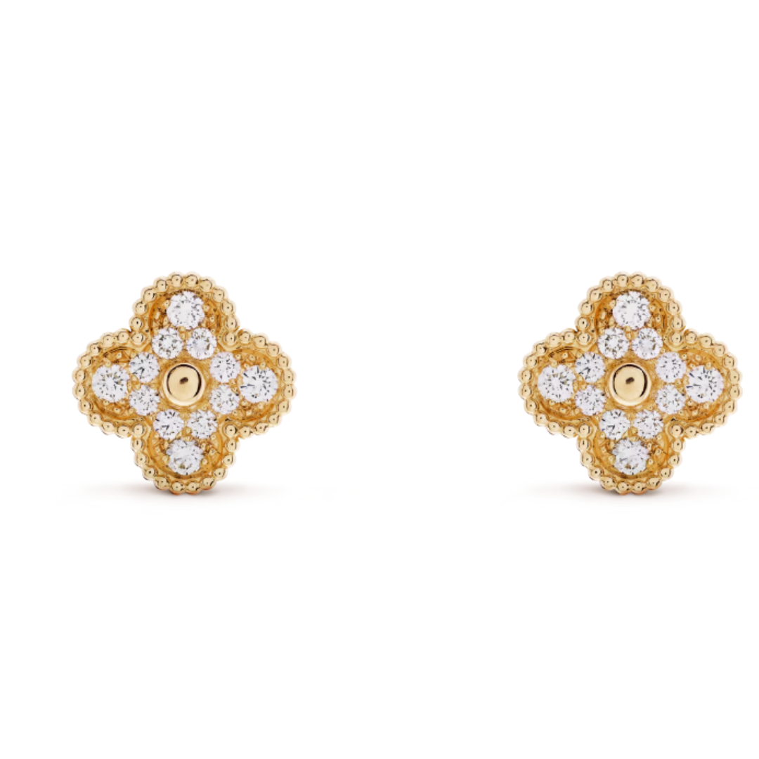Dahlia Earrings | Diamond & Gold