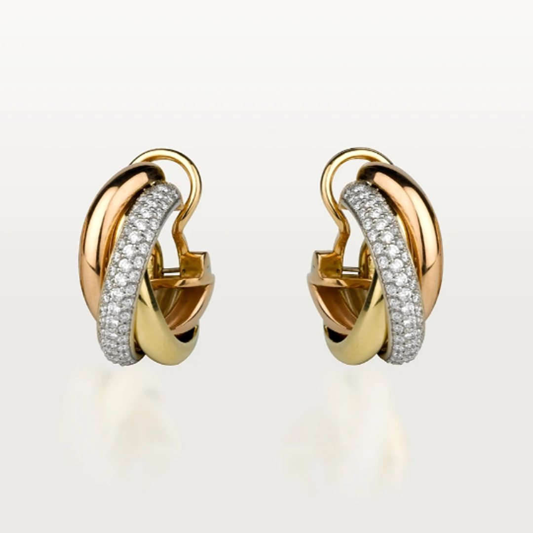 Sylvie Trinity Heart Earrings | Gold & Silver