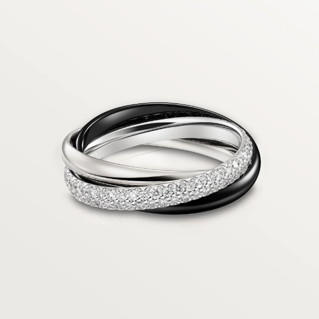 Selene Trinity Diamond Ring | Black & Silver