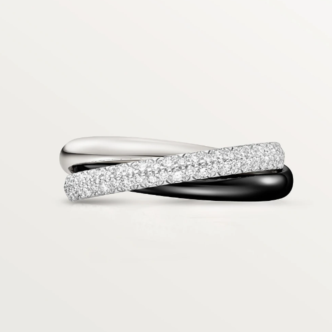 Selene Trinity Diamond Ring | Black & Silver