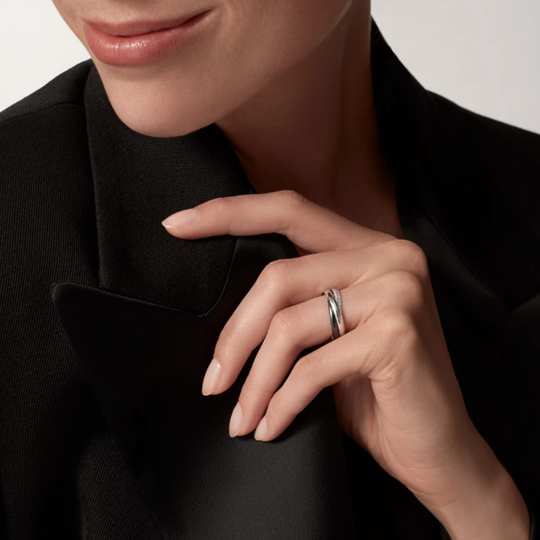 Selene Trinity Diamond Ring | Black & Silver