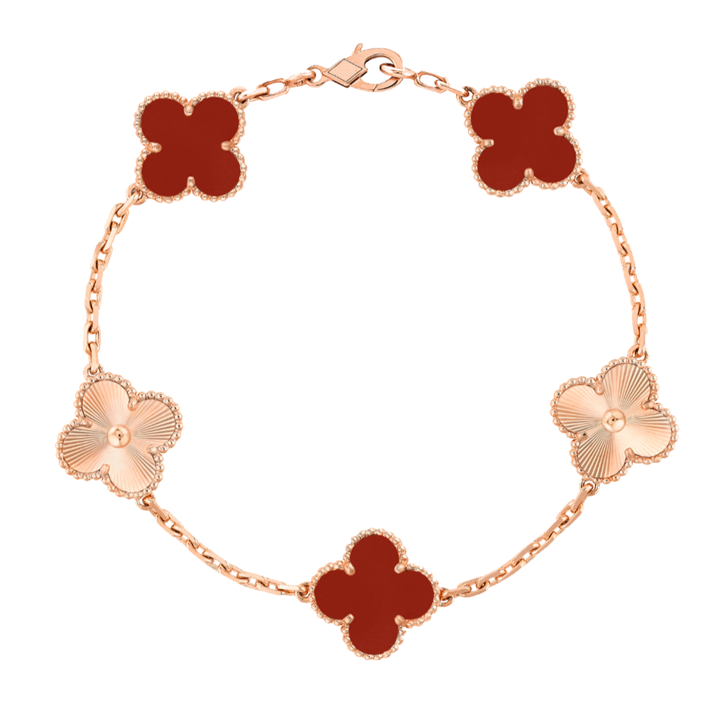 Amber Clover Bracelet | Rose Gold & Red