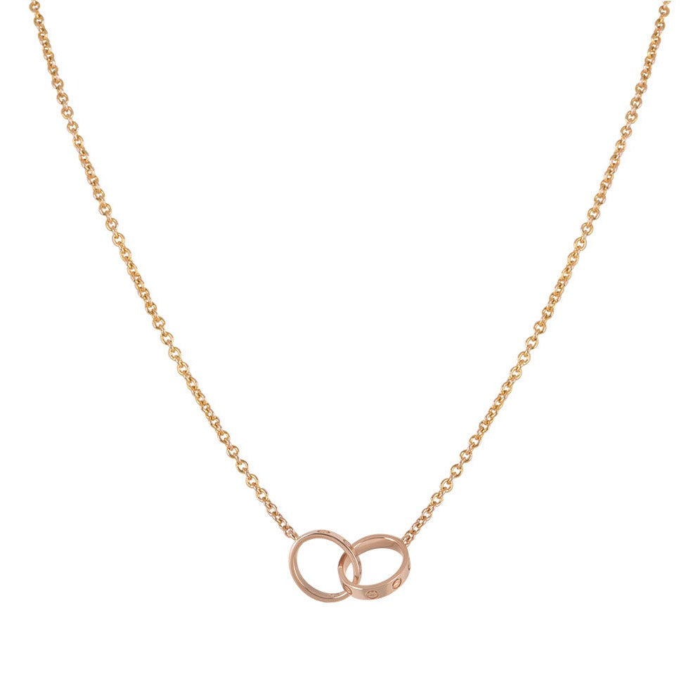 Alina Double Ring with LOVE HANK Chain | Rose Gold