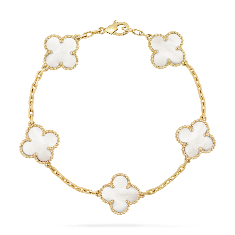 Clara Clover Elegance Bracelet | Gold & White