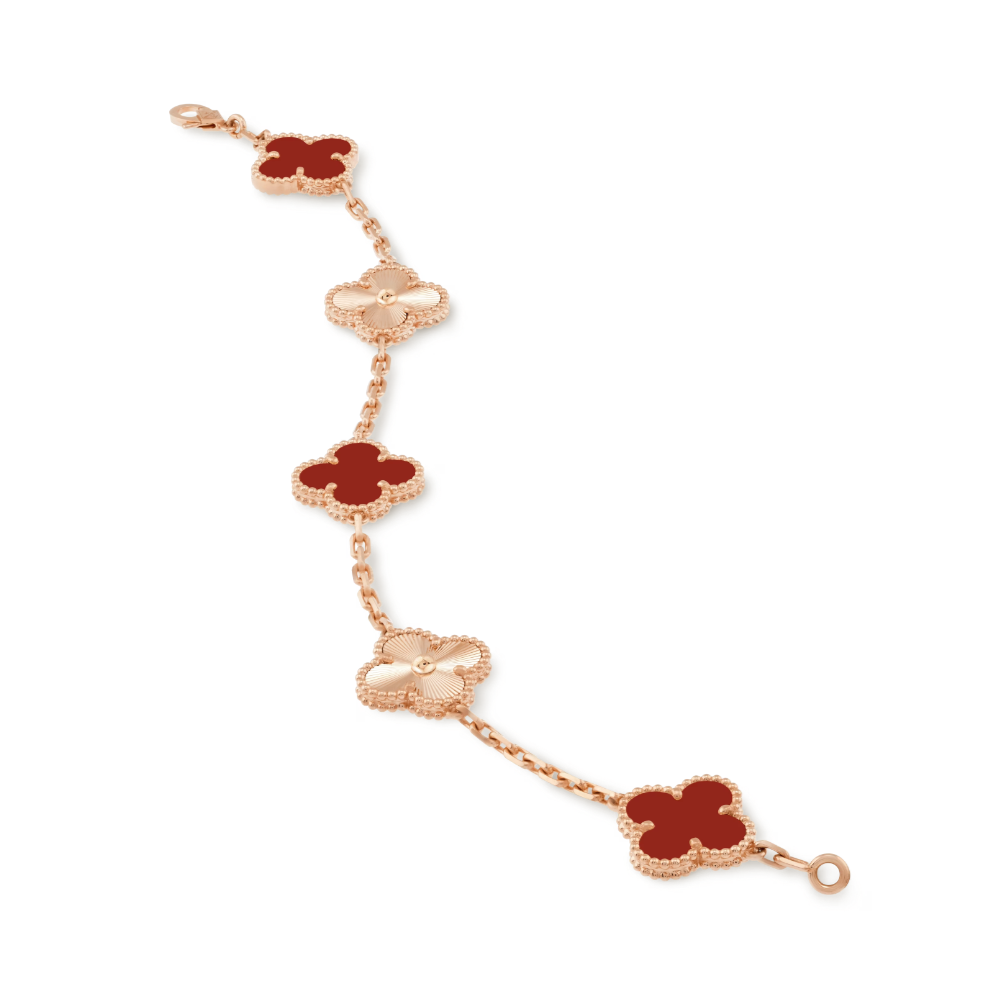 Amber Clover Bracelet | Rose Gold & Red