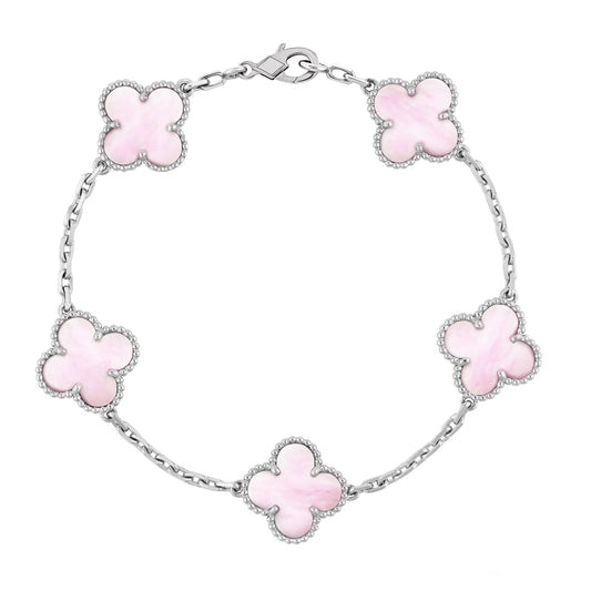 Rose Clover Bracelet | Silver & Pink