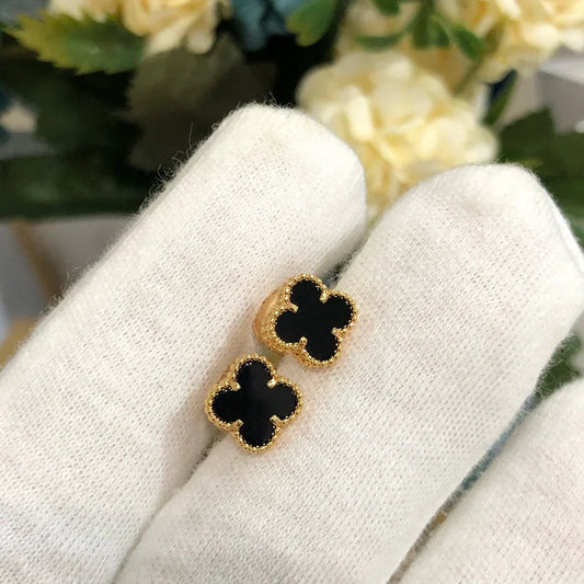 Sienna Clover Earrings | Gold & Black