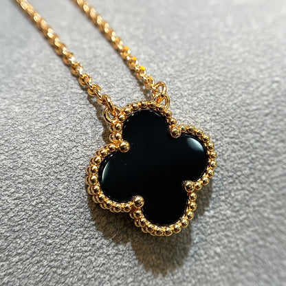 Sylviane Four-Leaf Clover Necklace | Gold & Black