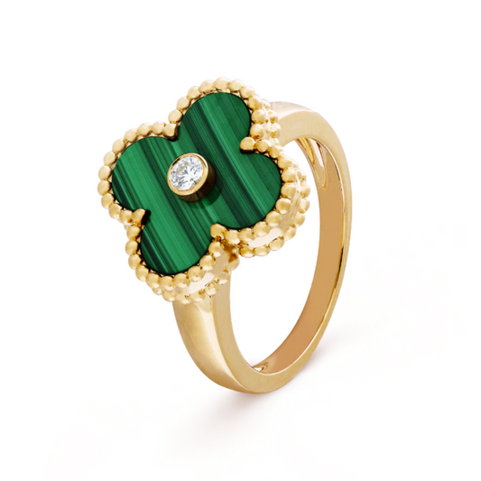 Alira Clover Ring | Green and Gold