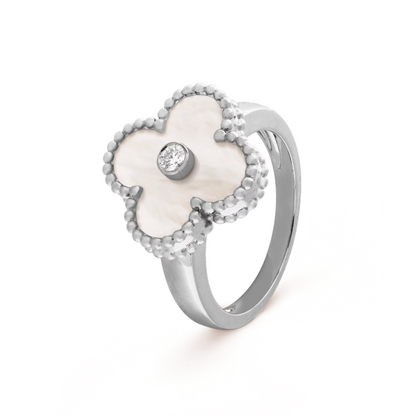 Alira Clover Ring | White & Silver
