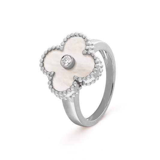 Alira Clover Ring | White & Silver