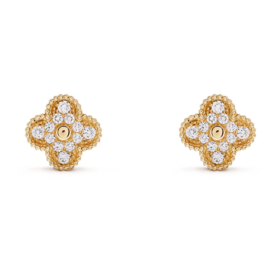 Dahlia Earrings | Diamond & Gold