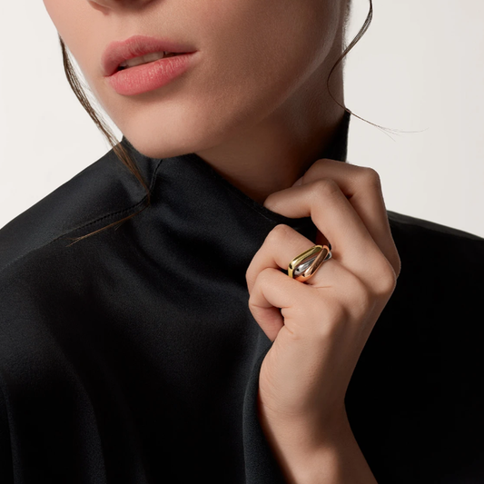 Giselle Trinity Ring | Gold, Rose Gold & Siver