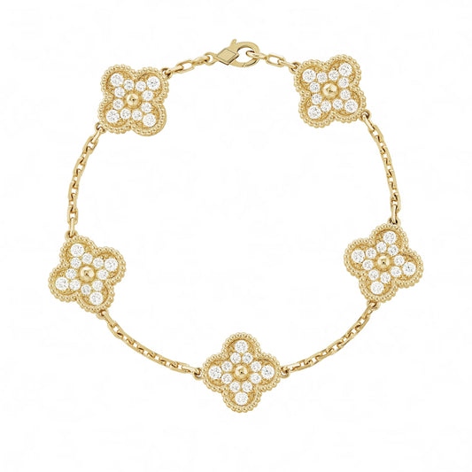 Elle Clovershine Bracelet | Gold & Diamond
