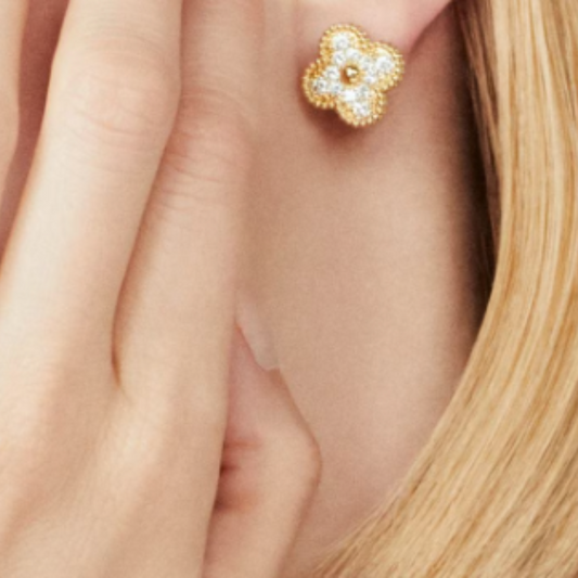 Dahlia Earrings | Diamond & Gold