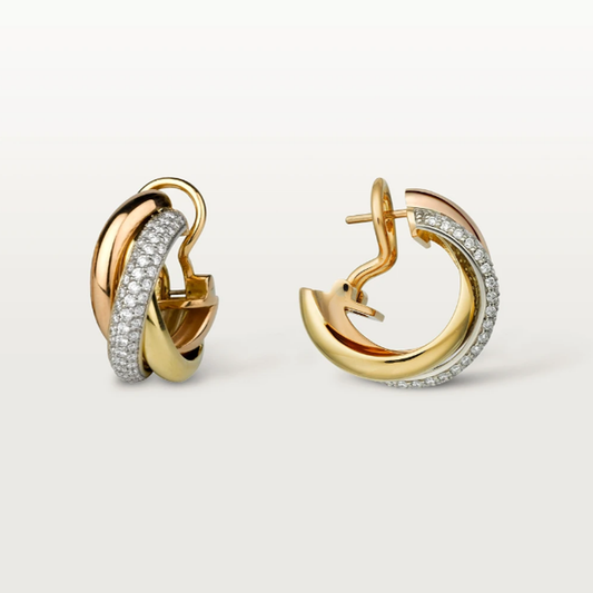 Sylvie Trinity Heart Earrings | Gold & Silver