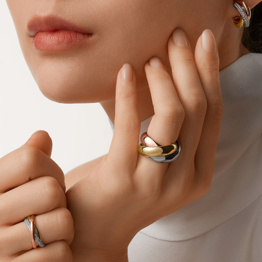 Sylvie Trinity Heart Earrings | Gold & Silver