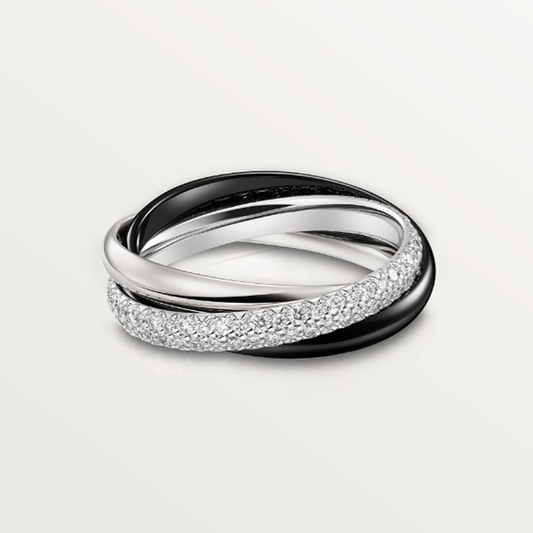 Selene Trinity Diamond Ring | Black & Silver