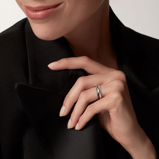 Selene Trinity Diamond Ring | Black & Silver