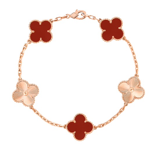 Amber Clover Bracelet | Rose Gold & Red