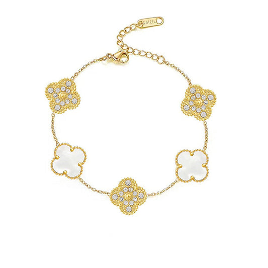 Colette White Four-Panel Design | Gold & Silver