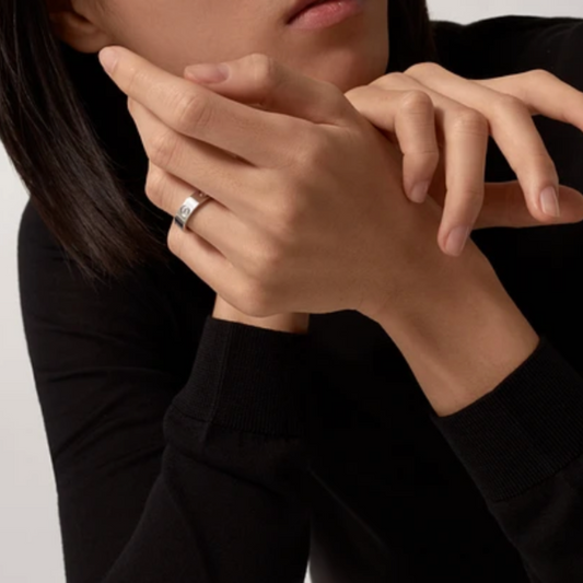 Ava Diamond-Stein Ring | Silver