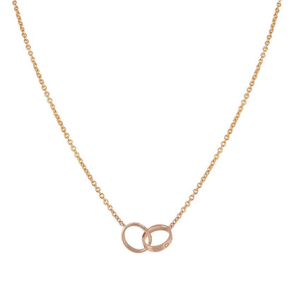 Alina Double Ring with LOVE HANK Chain | Rose Gold