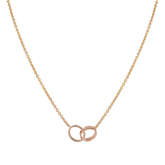 Alina Double Ring with LOVE HANK Chain | Rose Gold