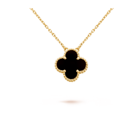 Sylviane Four-Leaf Clover Necklace | Gold & Black