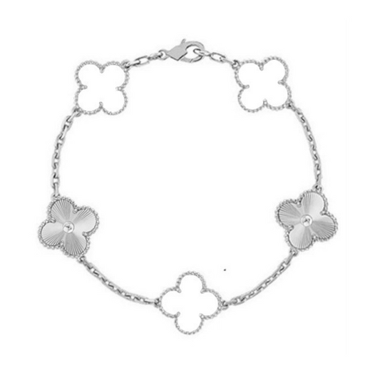 Alira Clover Bracelet | Silver & White