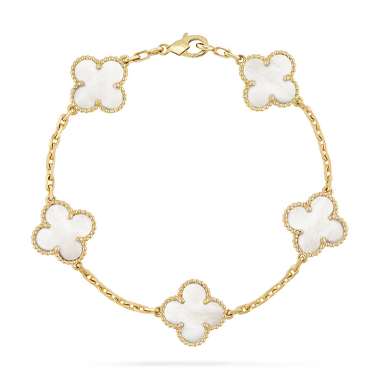 Clara Clover Elegance Bracelet | Gold & White