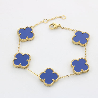 Elowyn Clover Bracelet | Gold & Blue