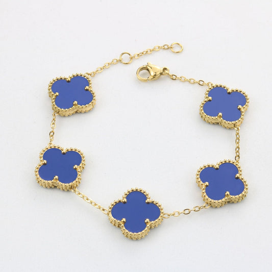 Elowyn Clover Bracelet | Gold & Blue