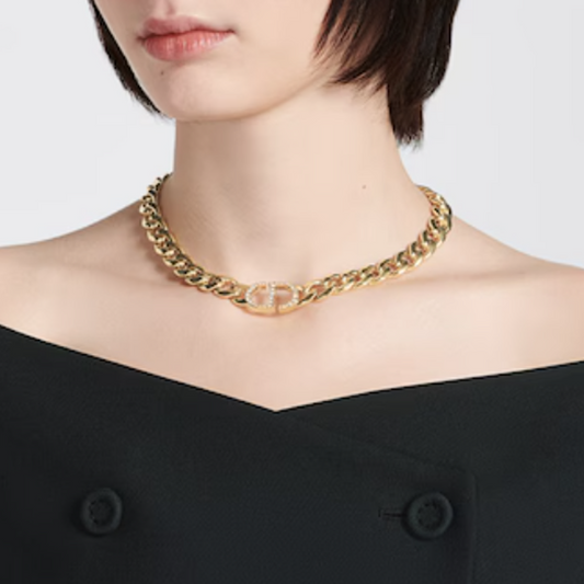 Diana Diamond Logo Necklace | Gold