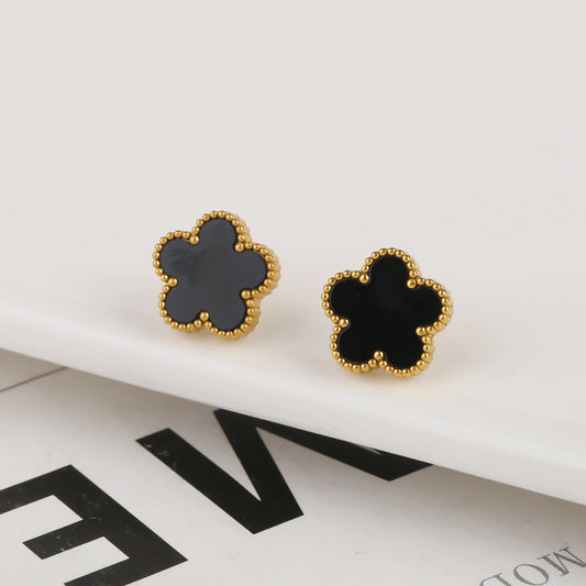 Sienna Clover Earrings | Gold & Black
