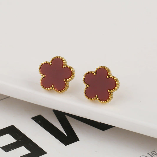 Alira Clover Earrings | Red